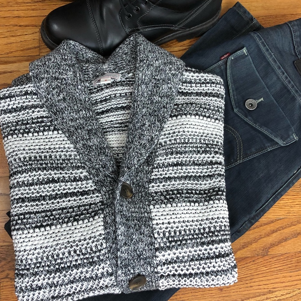Men’s Shawl Collar Button Down Cardigan Sweater